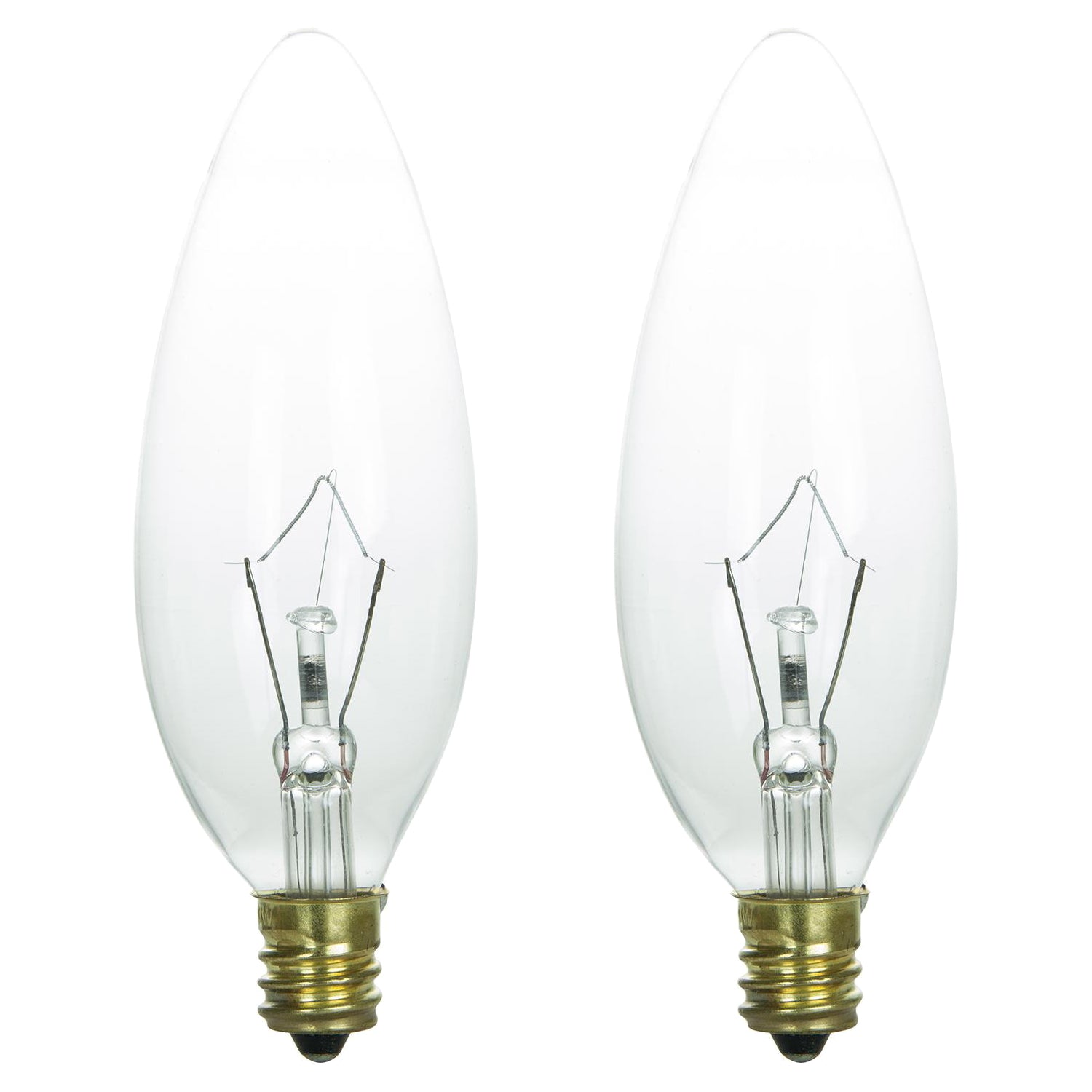 Sunlite 40 Watt Torpedo Tip Chandelier, Candelabra Base, Clear - Cheap-Us