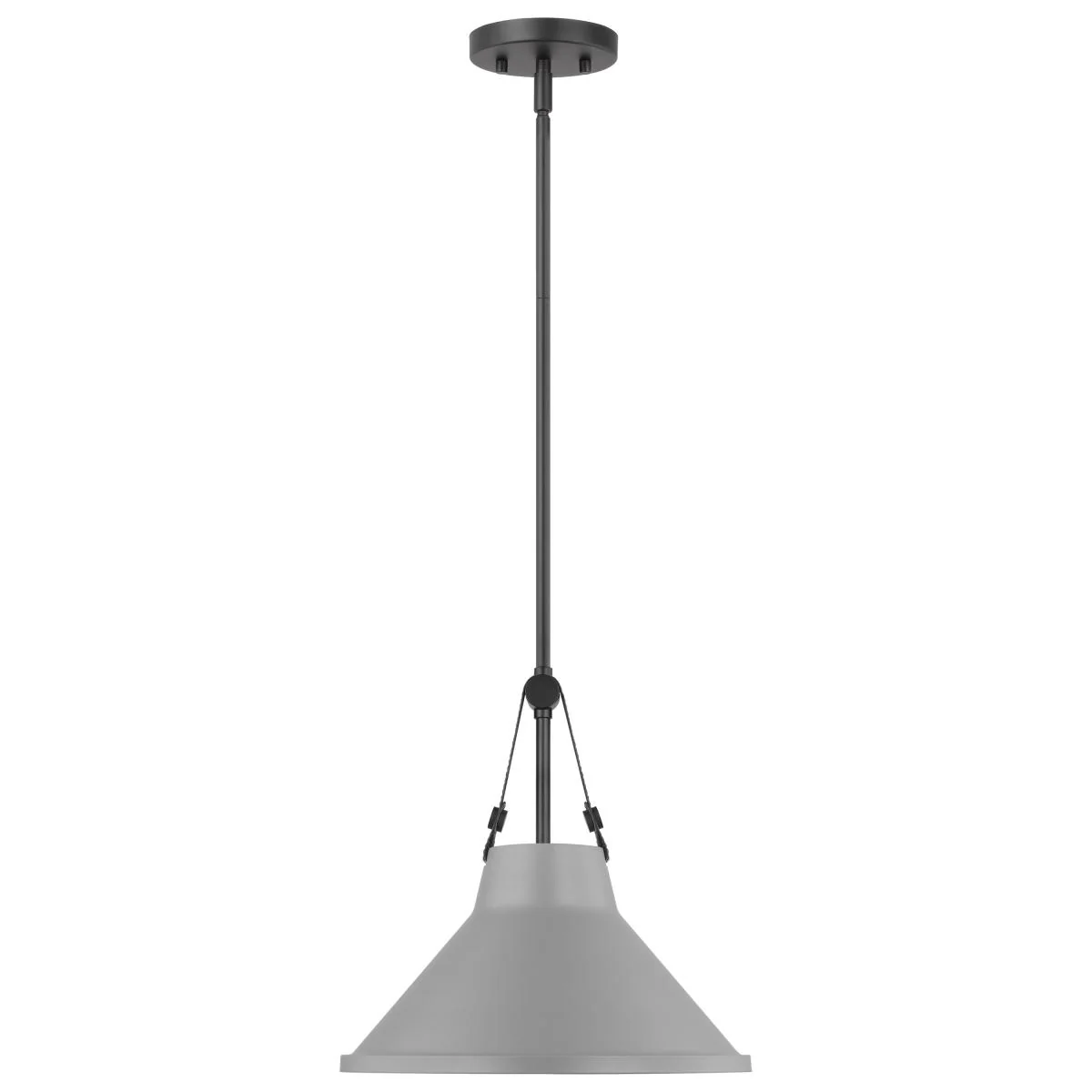 60-7646 ZELDA 1LT PENDANT GRAY Zelda; 1 Light Pendant; Medium Base; 60 Watt; Black Finish; Gray Metal Shade; Faux Leather Straps - Cheap-Us