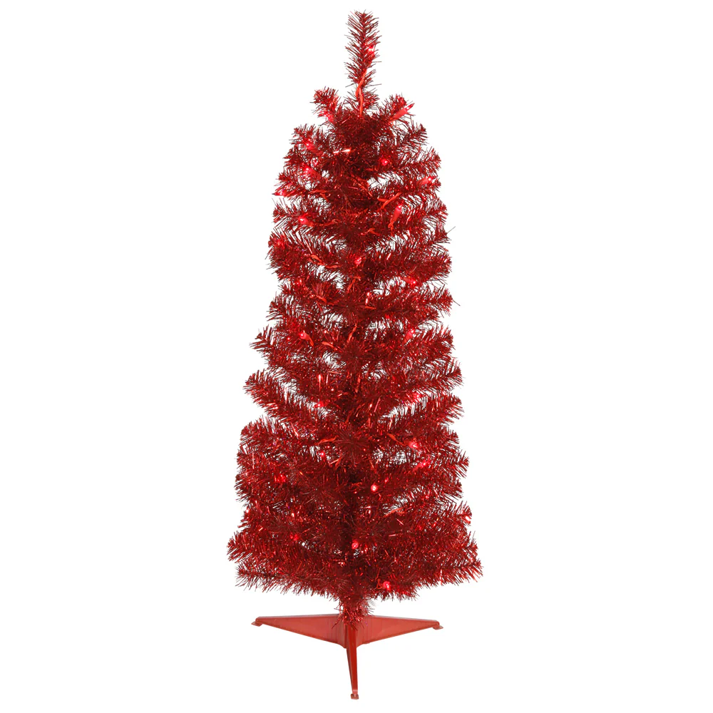 Vickerman 2' Red Pencil Artificial Christmas Tree Red Dura-lit LED Lights. - Cheap-Us