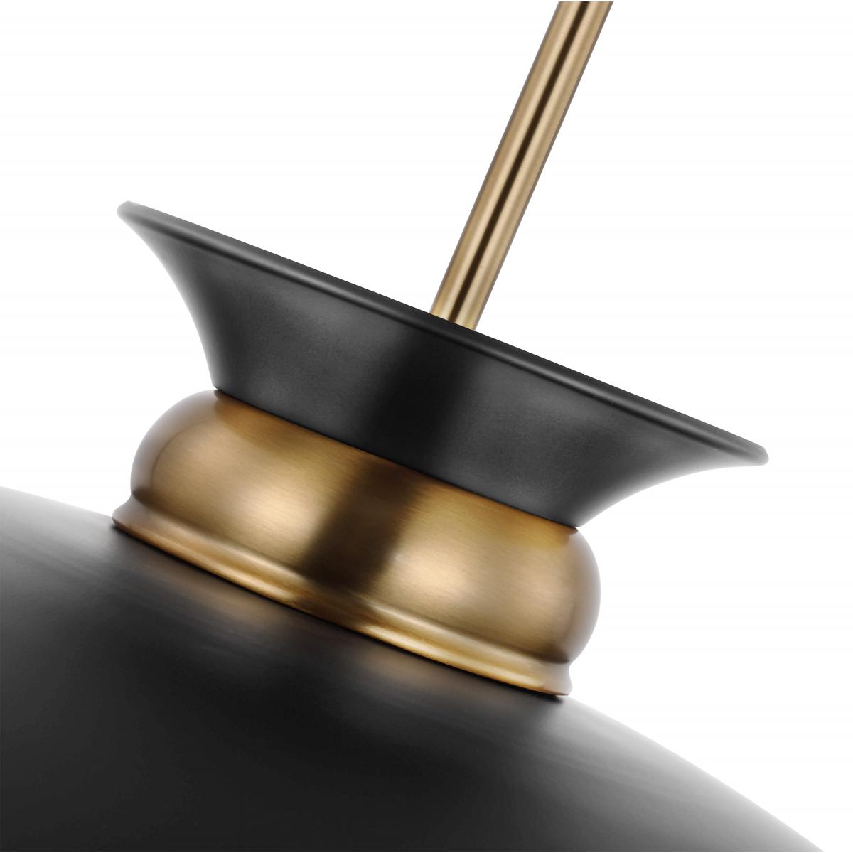 60-7462 PERKINS 1 LT LARGE PENDANT Perkins; 1 Light; Large Pendant; Matte Black with Burnished Brass - Cheap-Us