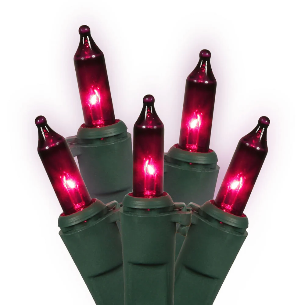 Vickerman 100 Purple Mini Light on Green Wire 33' Christmas Light Strand - Cheap-Us