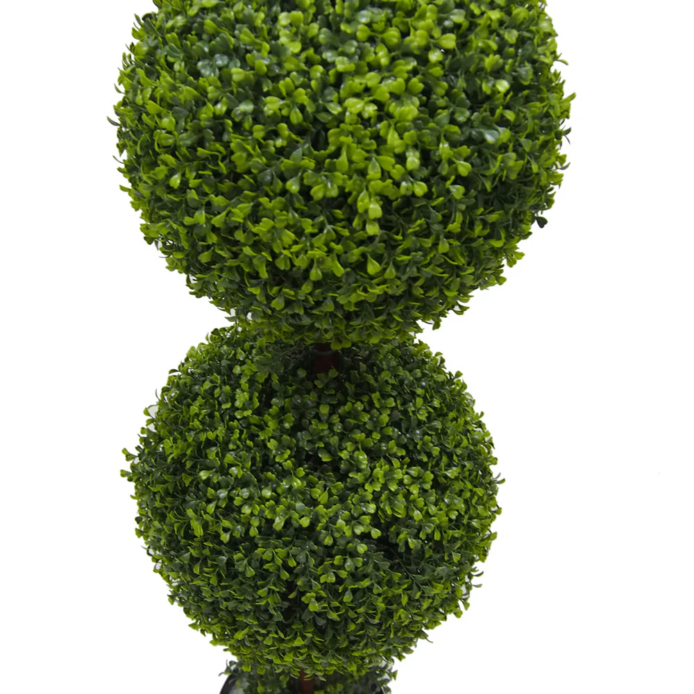 Vickerman 5' Artificial Potted Triple Ball Green Boxwood Topiary. - Cheap-Us