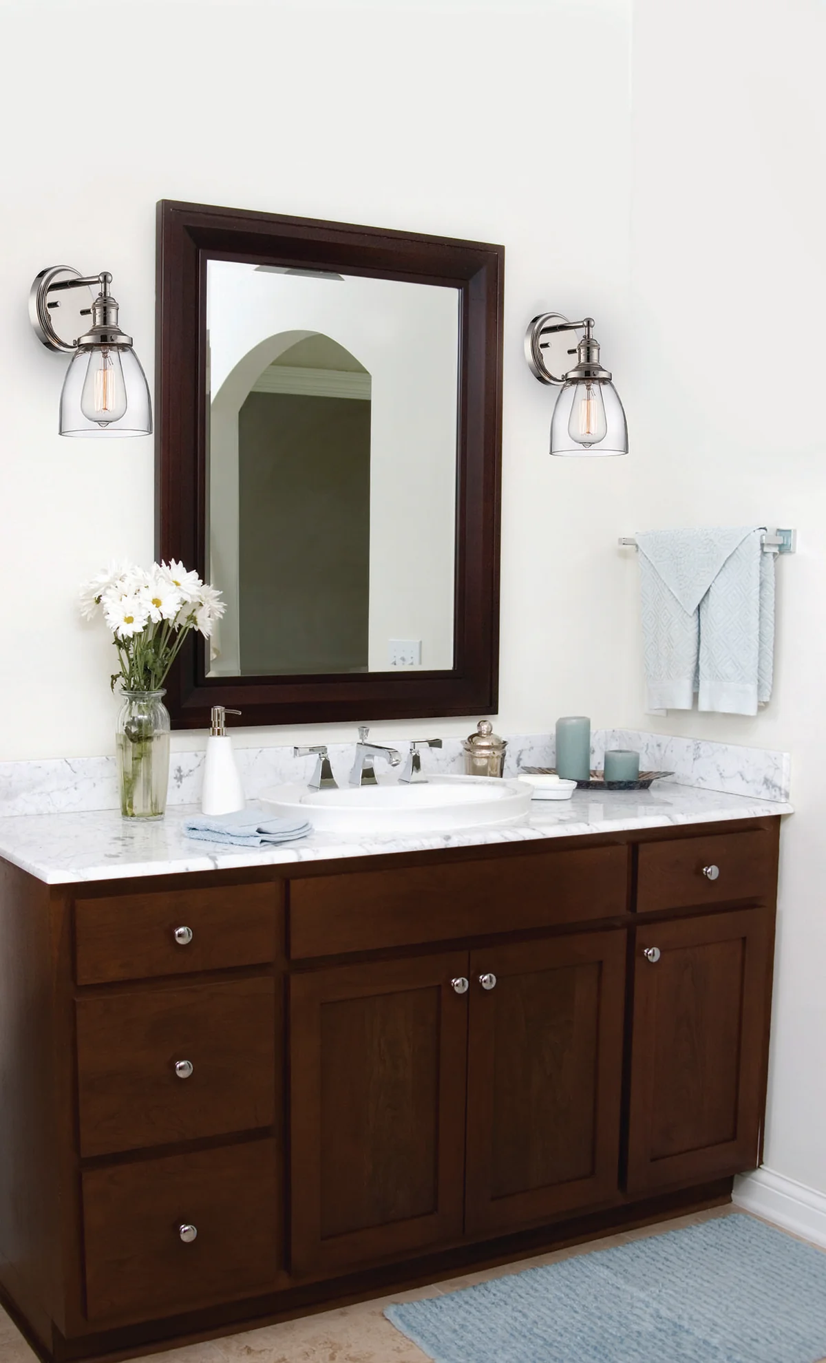 60-5414 1 LT VINTAGE WALL SCONCE Vintage - 1 Light Sconce with Clear Glass - Polished Nickel Finish - Cheap-Us