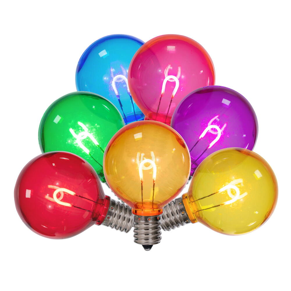 Vickerman G50 Transparent U-Shaped Filament Multi Bulb, E17 Base, .6 Watts, 25 Pcs Assorted/Bag.  Colors included are Blue, Red, Green, Purple and Amber. - Cheap-Us