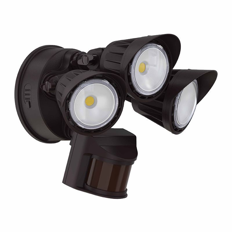 Westgate LED Security Lights With PIR Sensor, 120VAC, 180° Sensor, 100° Beam Angle (120° 28W) 80% Dim (Or Off) When No Motion Detected, Outdoor Lighting, 30W, 2800 Lumens, 5000K, Bronze Finish, 0% Dim (Or Off) When Motion Detected - Cheap-Us
