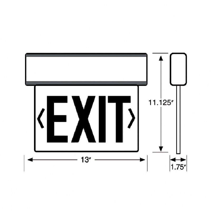 Westgate LED Edgelit Exit Sign W. B/C Single Face Univ 120/277V Red Letter, Clear Panel, White Housing, LED Exit & Emergency Lighting, 4.5W - Cheap-Us