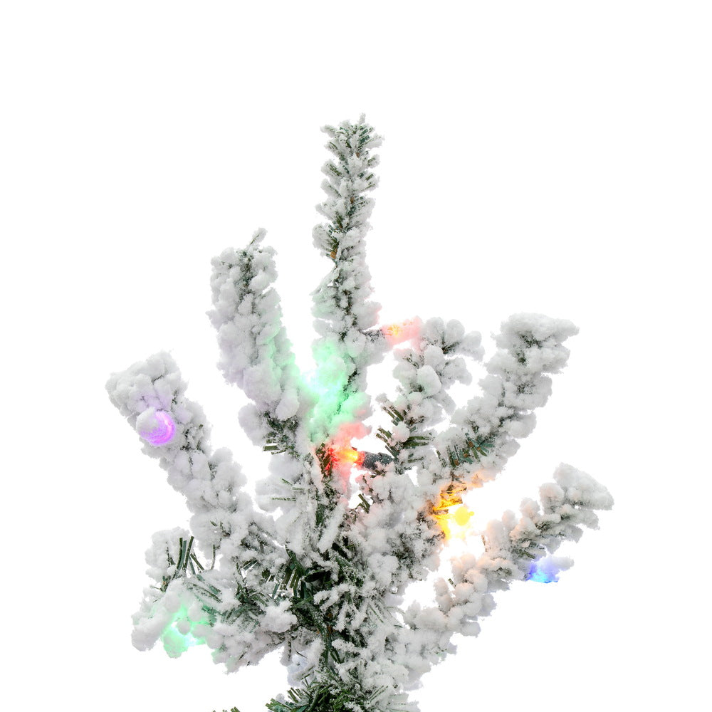 Vickerman 4.5' Flocked Sierra Fir Slim Artificial Christmas Tree Multi-Colored LED Dura-Lit lights - Cheap-Us