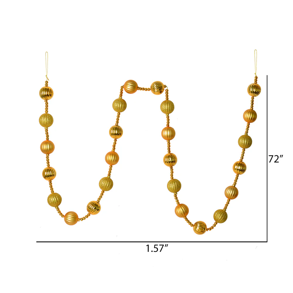 Vickerman 6' Honey Gold Stripe Ball Ornament Christmas Garland - Cheap-Us