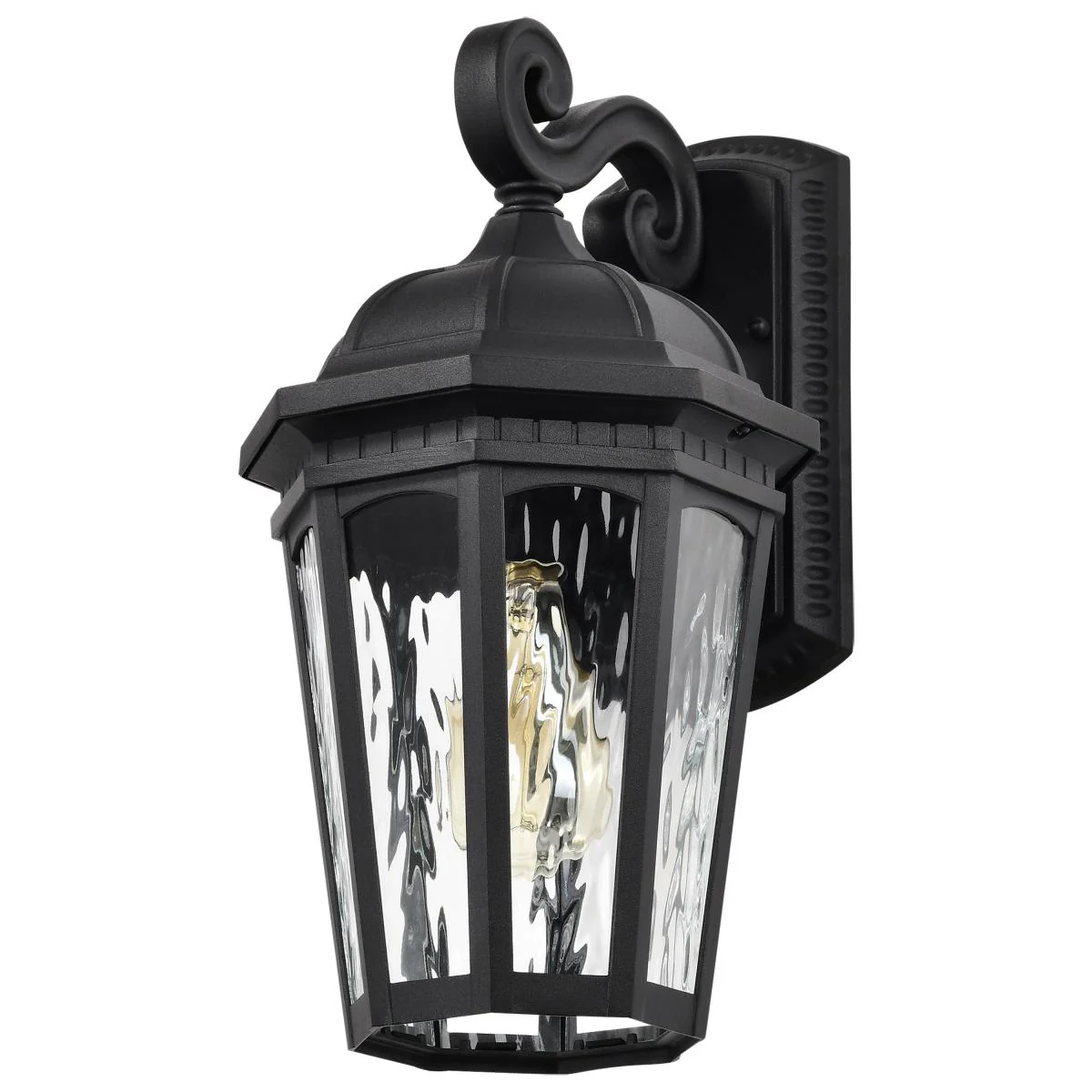 60-5946 EAST RIVER 1LT OUTDOOR LG WALL East River Collection Outdoor 16 inch Large Wall Light; Matte Black Finish with Clear Water Glass - Cheap-Us