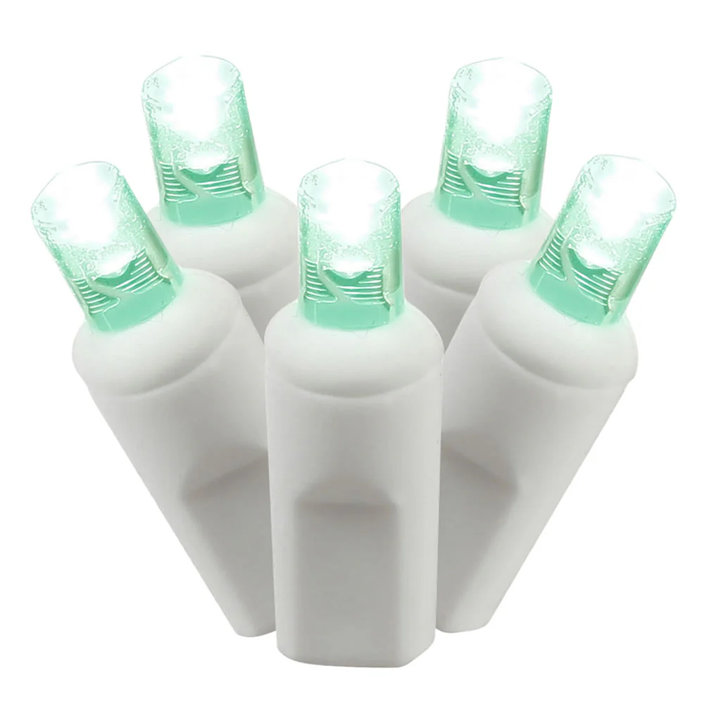 Vickerman 100 Green Wide Angle LED Light on White Wire 50' Christmas Single Mold Light Strand - Cheap-Us