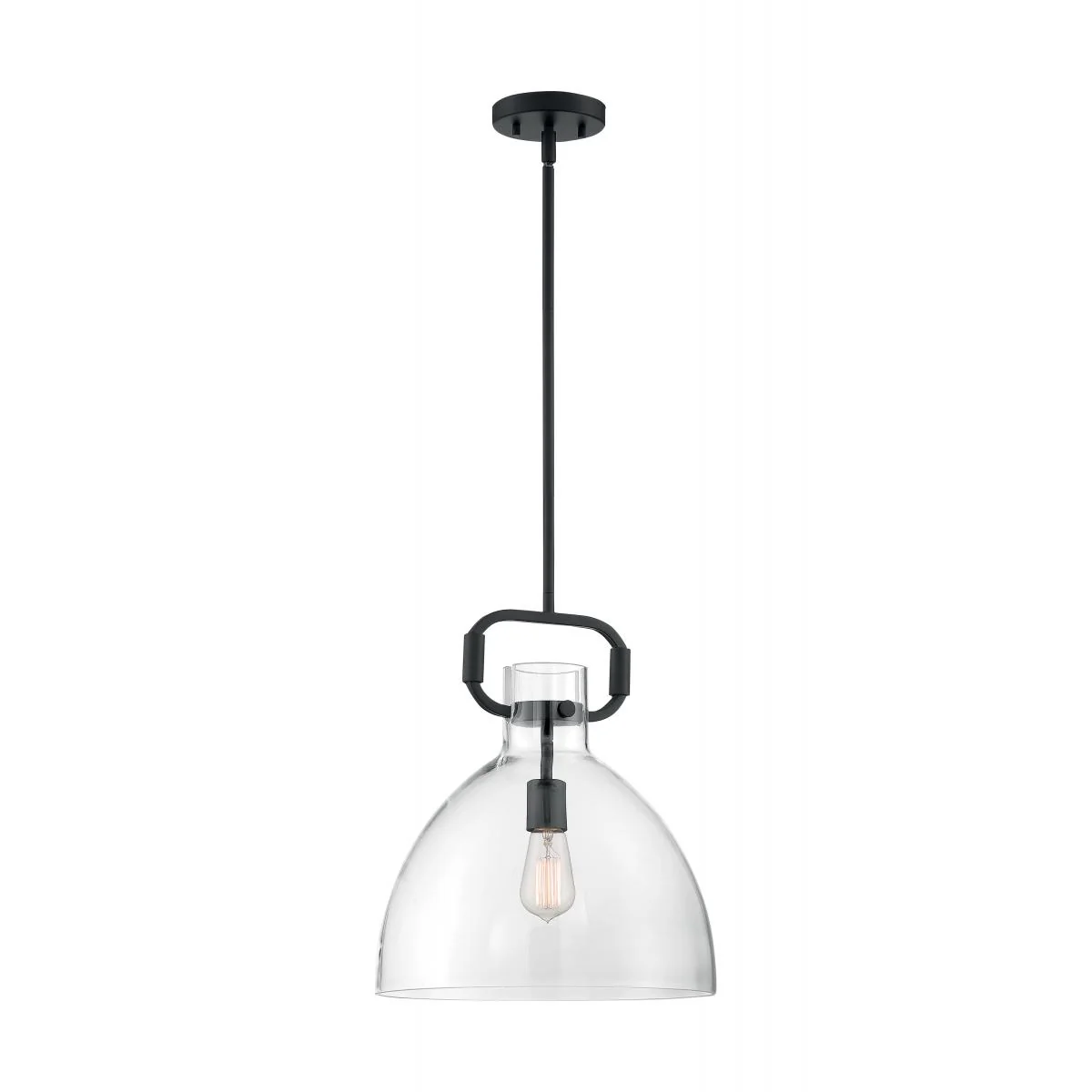 60-7152 TERESA 1 LT BELL PENDANT Teresa - 1 Light Pendant with Clear Glass - Matte Black Finish - Cheap-Us