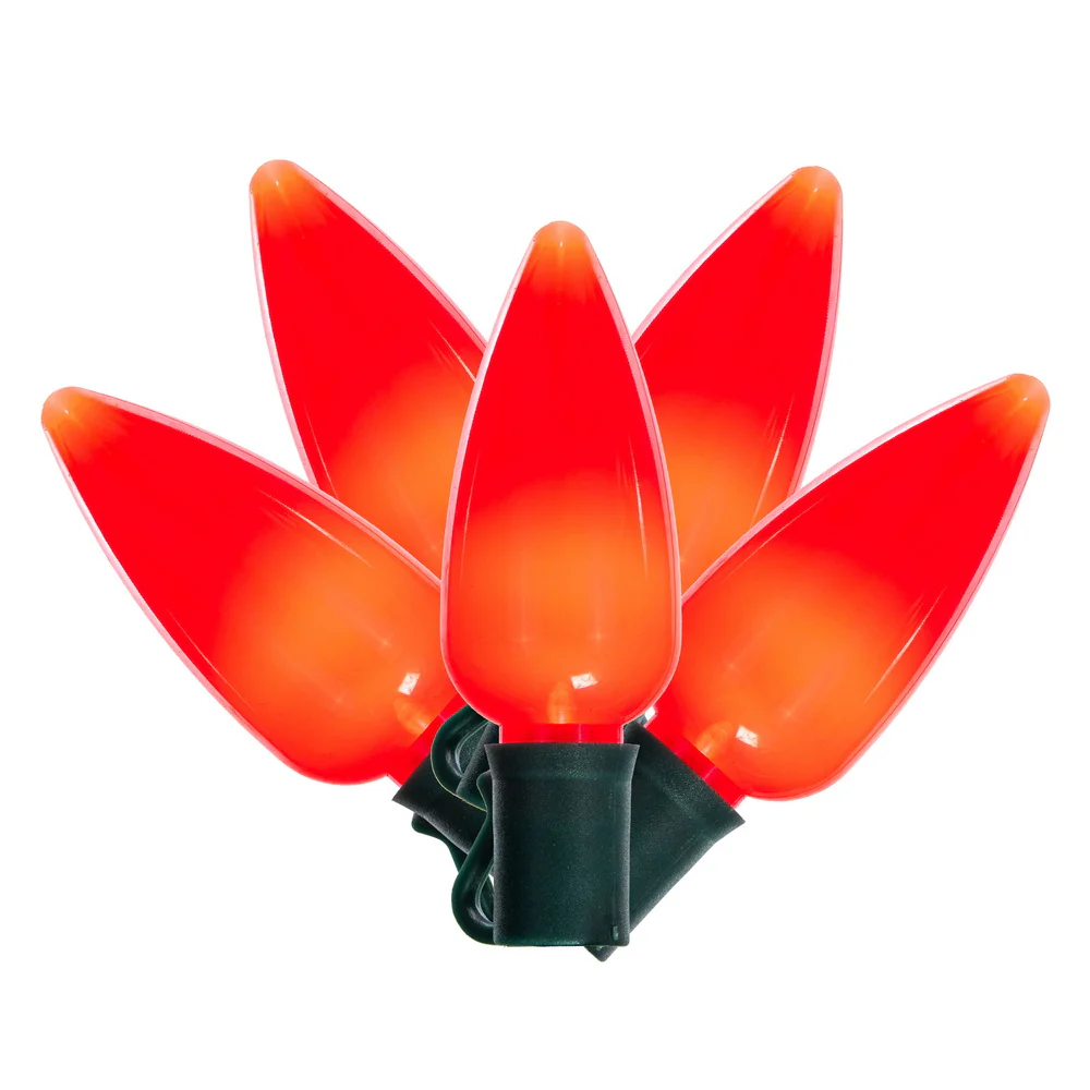 Vickerman 25 Red Ceramic C9 LED Light on Green 22AWG Wire 25'. - Cheap-Us