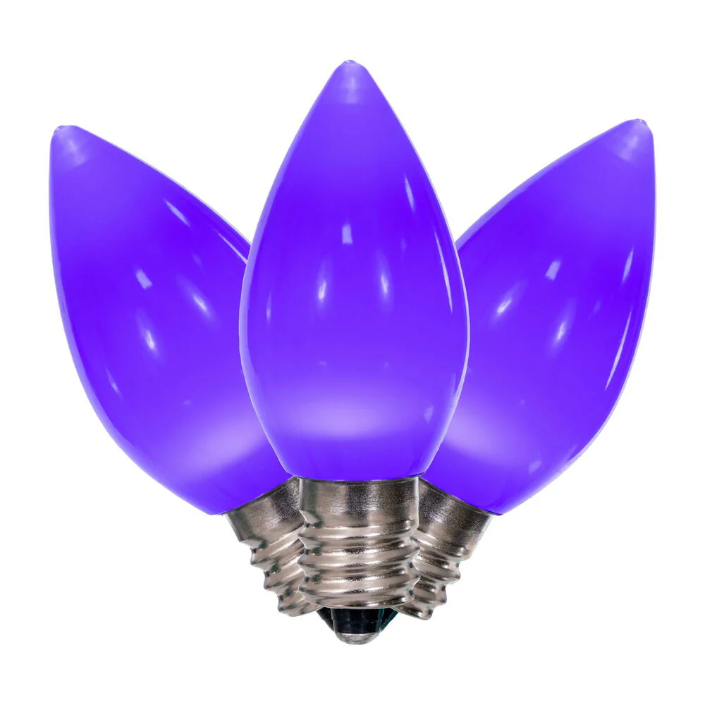 Vickerman C7 Ceramic LED Purple Bulb  Nickel Base  120V .6 Watts  3 diodes 25 Bulbs per bag - Cheap-Us