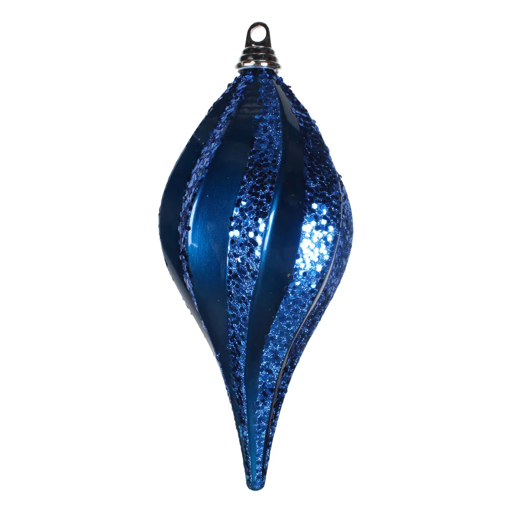 Vickerman 12'' Sea Blue Swirl Drop Ornament Features a Mix of Candy and Glitter Finishes - Cheap-Us