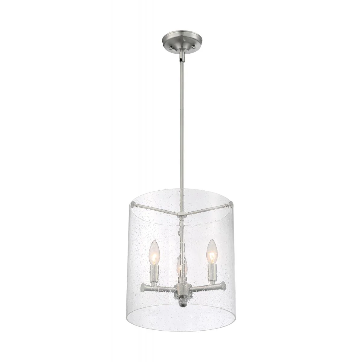 60-7187 BRANSEL 3 LIGHT PENDANT Bransel - 3 Light Pendant with Seeded Glass - Brushed Nickel Finish - Cheap-Us