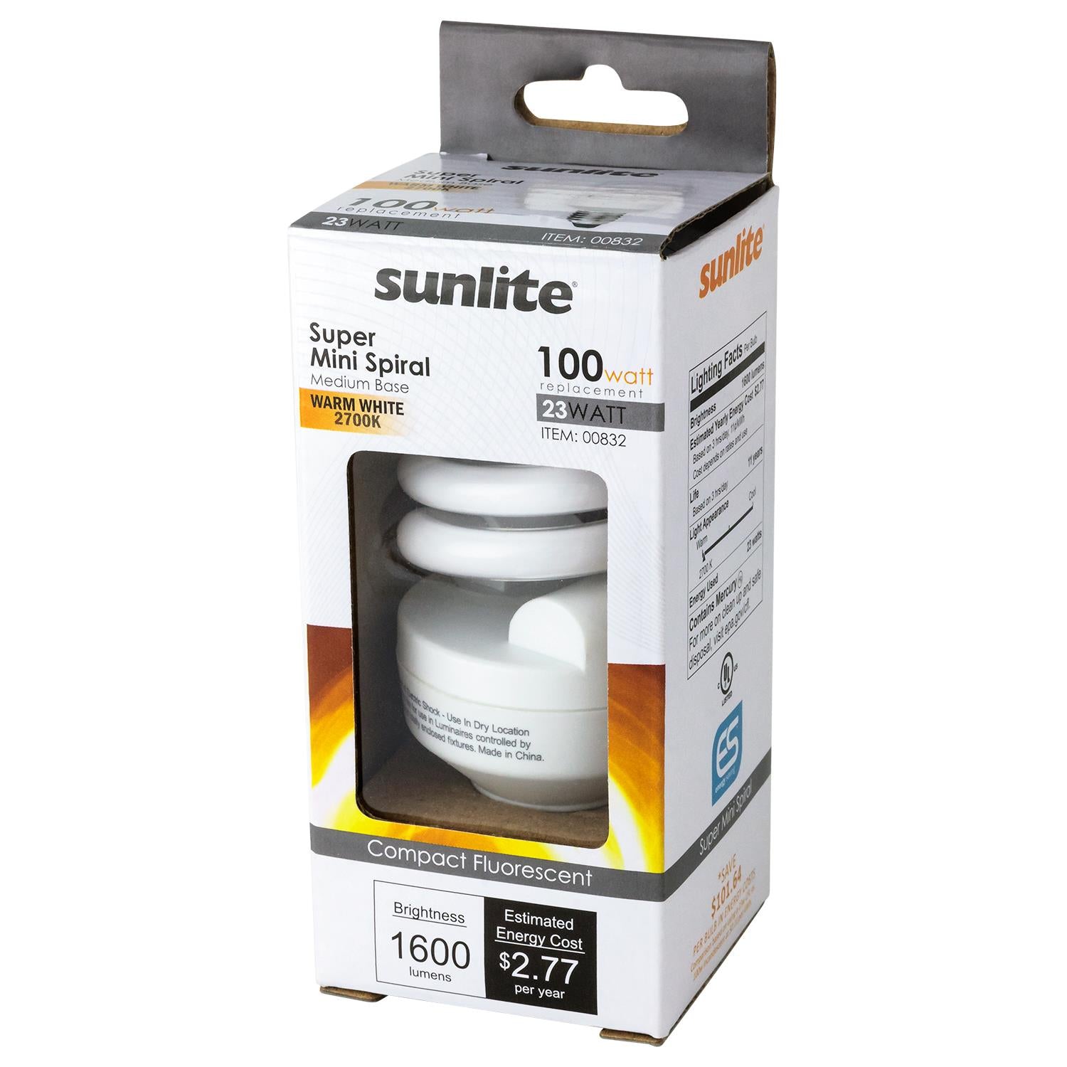 Sunlite 23 Watt CFL Lamp Medium (E26) Base Warm White - Cheap-Us