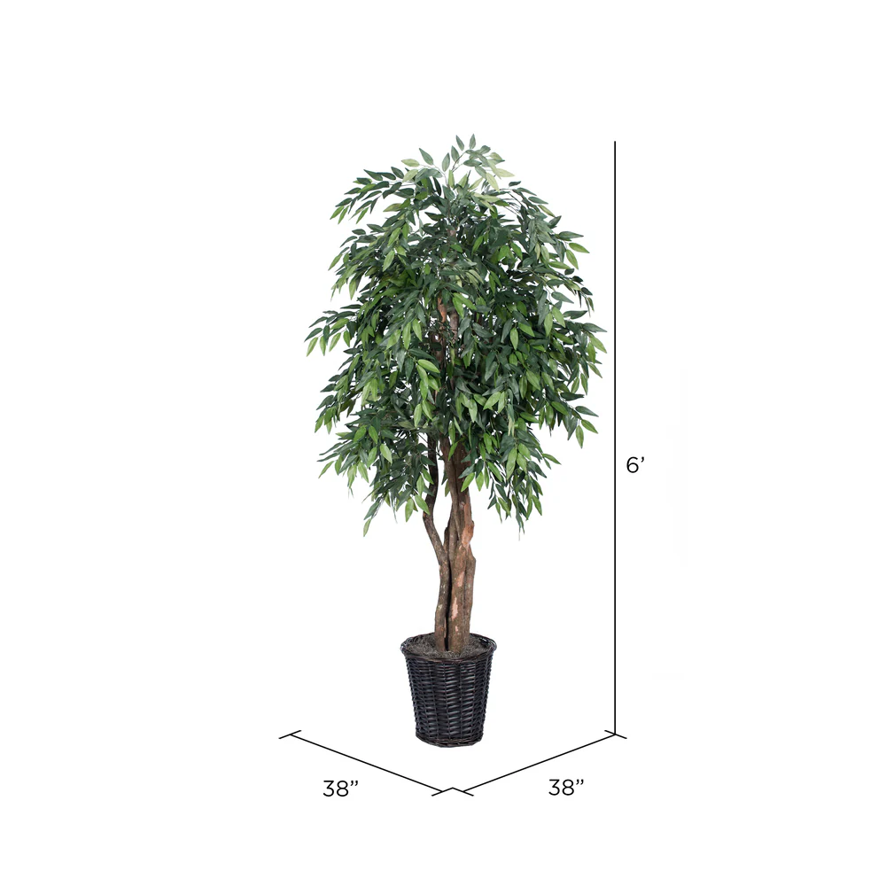 Vickerman 6' Artificial Green Smilax Executive Rattan Basket. - Cheap-Us