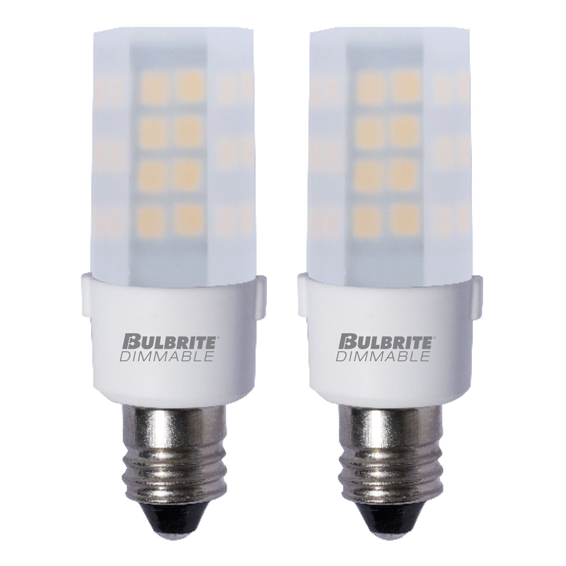 BULBRITE LED T4 CANDELABRA SCREW (E12) 4.5W DIMMABLE LIGHT BULB 3000K/SOFT WHITE 35W INCANDESCENT EQUIVALENT 2PK (770585) - Cheap-Us
