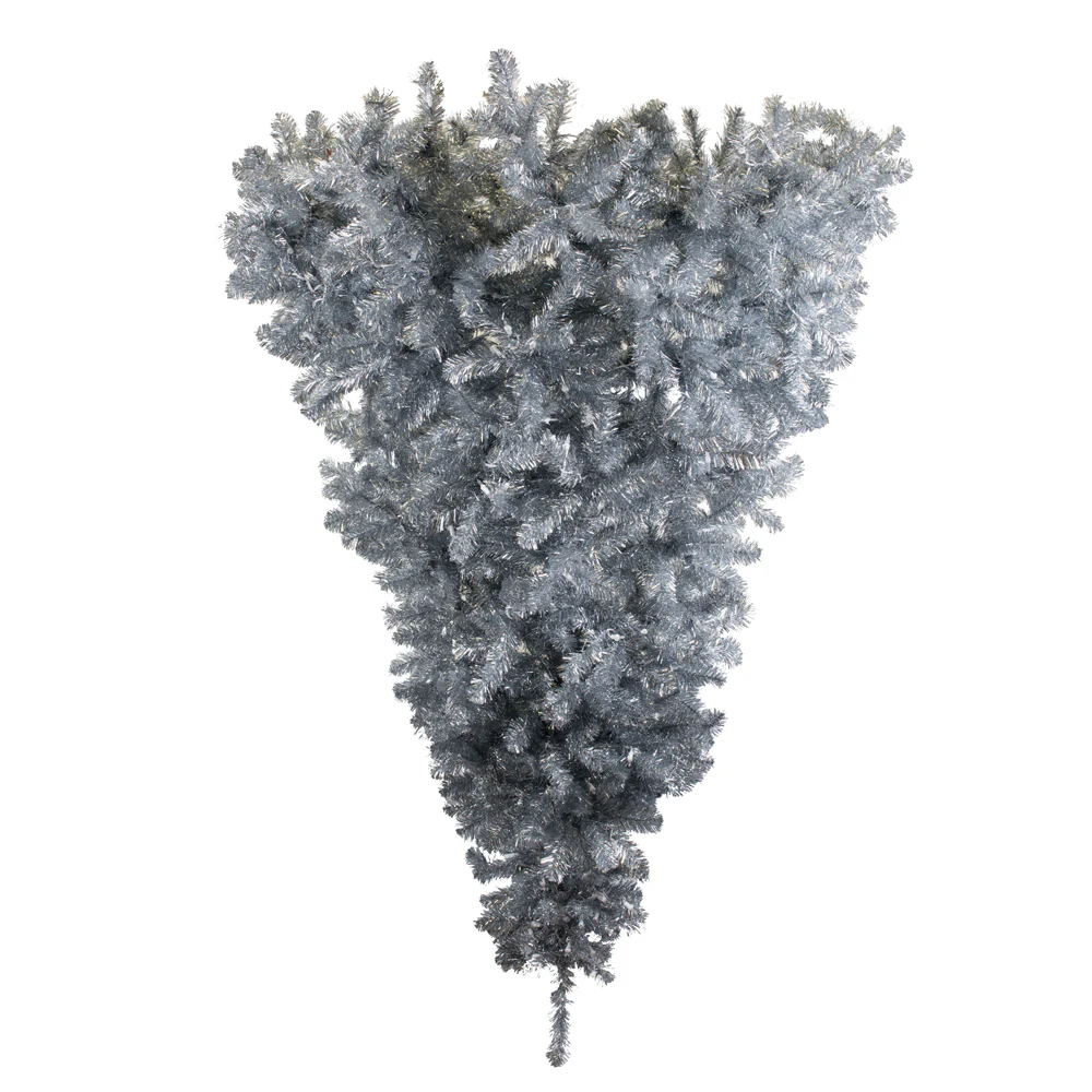 Vickerman 6' Silver Upside Down Half Artificial Christmas Tree Unlit - Cheap-Us