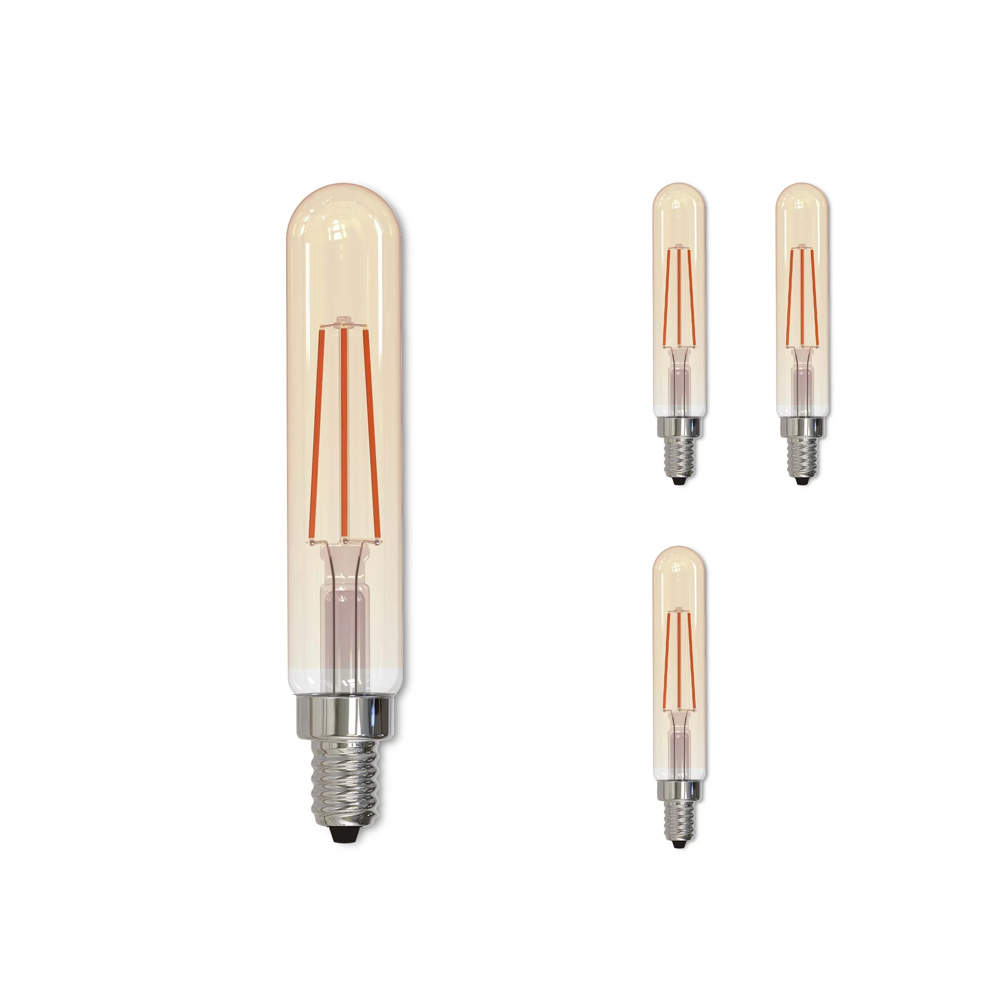 Bulbrite LED Filament Pack of (4) 5 Watt Dimmable T8 Light Bulb with Antique Glass Finish and Candelabra (E12) Base - 2100K (Amber Light), 450 Lumens - Cheap-Us