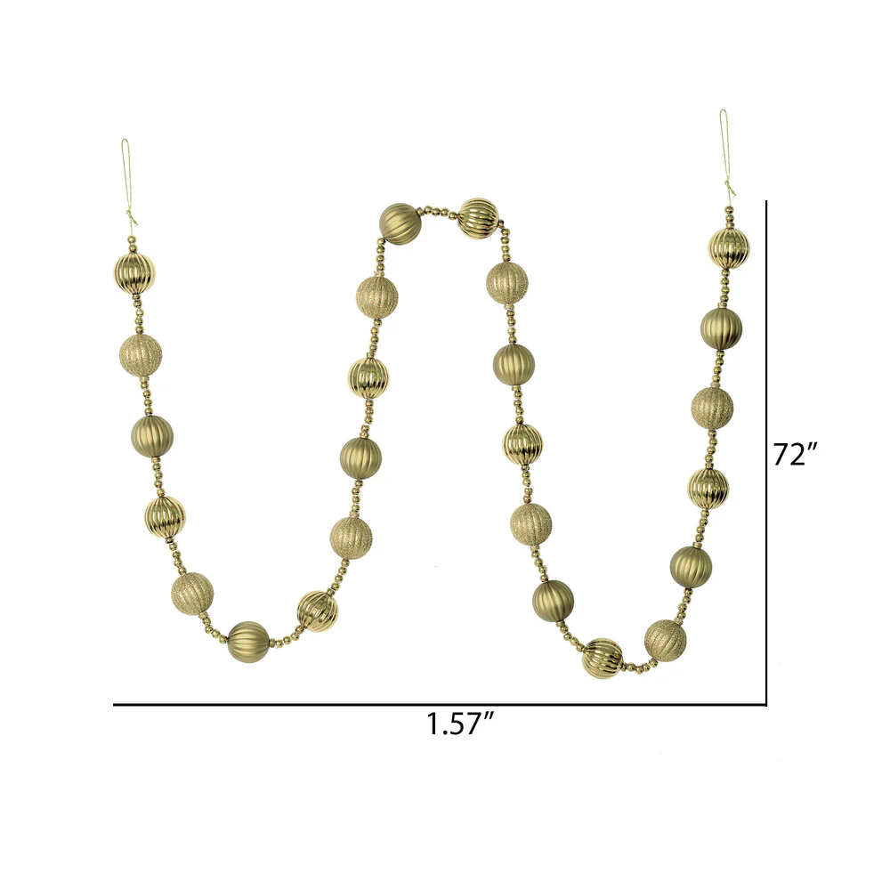 Vickerman 6' Champagne Stripe Ball Ornament Christmas Garland - Cheap-Us