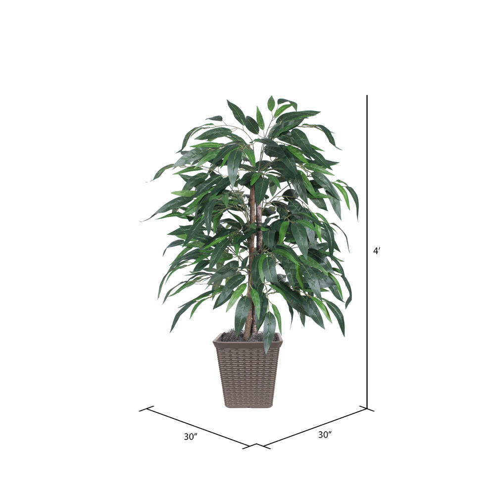 Vickerman 4' Artificial Mango Bush Brown Square Plastic Container - Cheap-Us