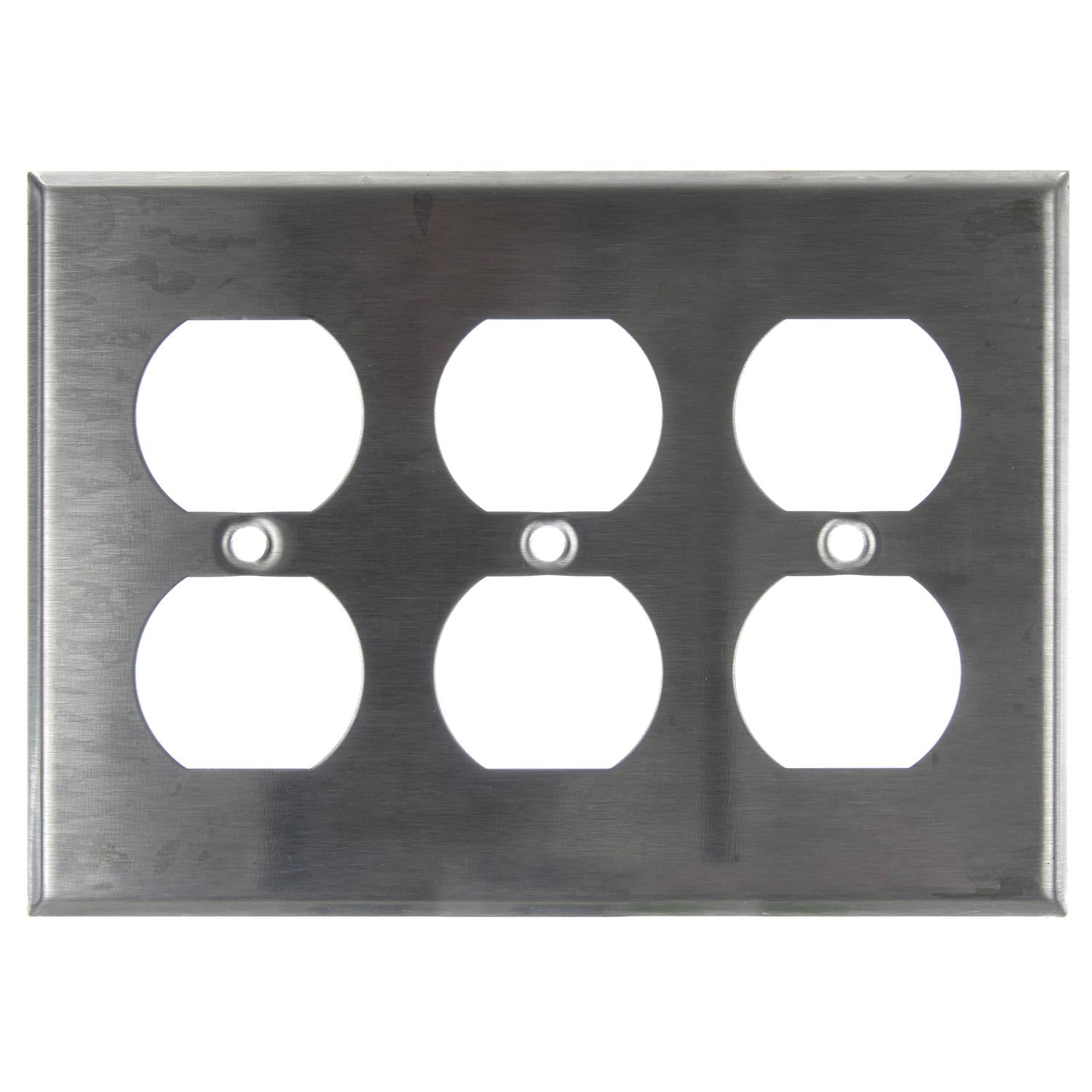 Sunlite E213/S 3 Gang Duplex Receptacle Plate, Steel - Cheap-Us
