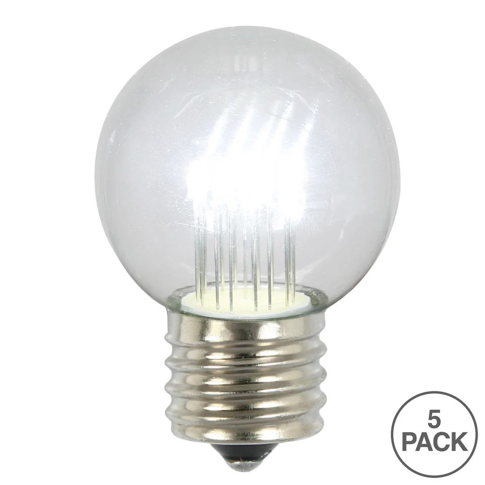 Vickerman Pure White Glass G50 Transparent LED Replacement Bulb 5 per Box - Cheap-Us