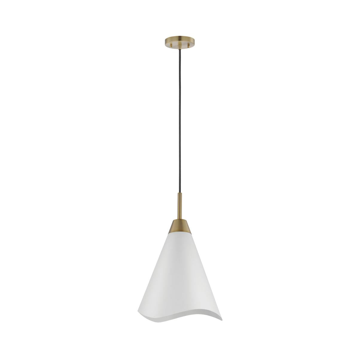 60-7477 TANGO 1 LIGHT LARGE PENDANT Tango; 1 Light; Large Pendant; Matte White with Burnished Brass - Cheap-Us