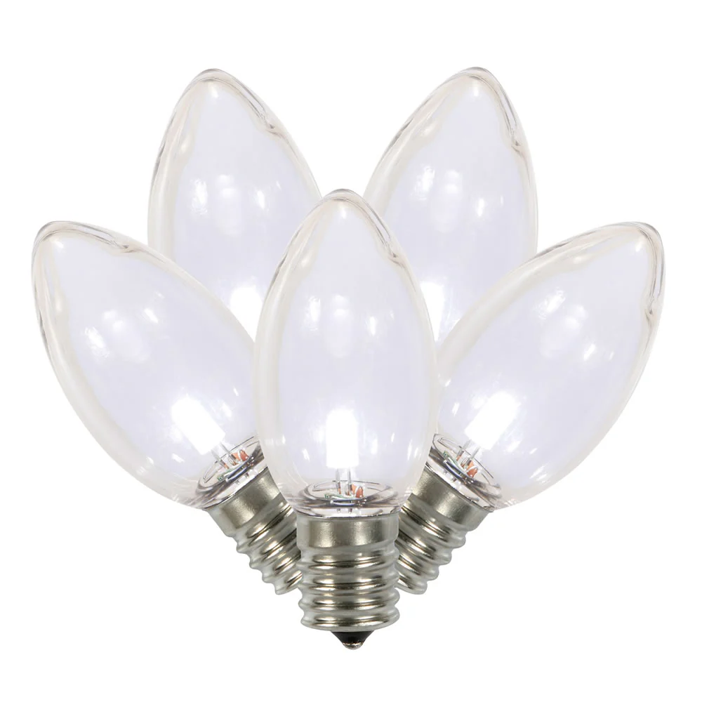 Vickerman C9 Transparent Plastic LED Pure White Dimmable Bulb E17 Nickel Base 25 per bag - Cheap-Us