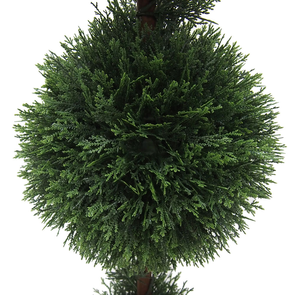 Vickerman 3' Artificial Potted Double Ball Green Cedar Topiary. - Cheap-Us
