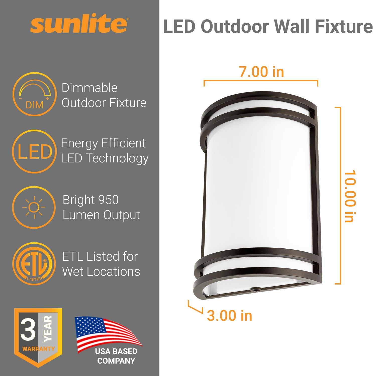 Sunlite LED Double Band Wall Fixture, 15 Watts, 120 Volts, Dimmable, 950 Lumens, For Outdoor Use, Oil Rubbed Bronze Finish, 50,000 Hour Life Span, ETL Listed for Wet Locations, 4000K Cool White - Cheap-Us
