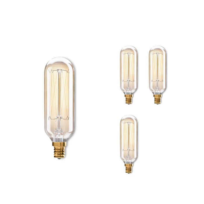 BULBRITE INCANDESCENT T8 CANDELABRA SCREW (E12) 40W DIMMABLE NOSTALGIC LIGHT BULB 2200K/AMBER 4PK (132517) - Cheap-Us