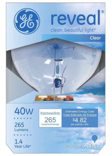 GE Lighting 48694 Reveal 40-watt 265-Lumen G25 Light Bulb with Medium Base, - Cheap-Us