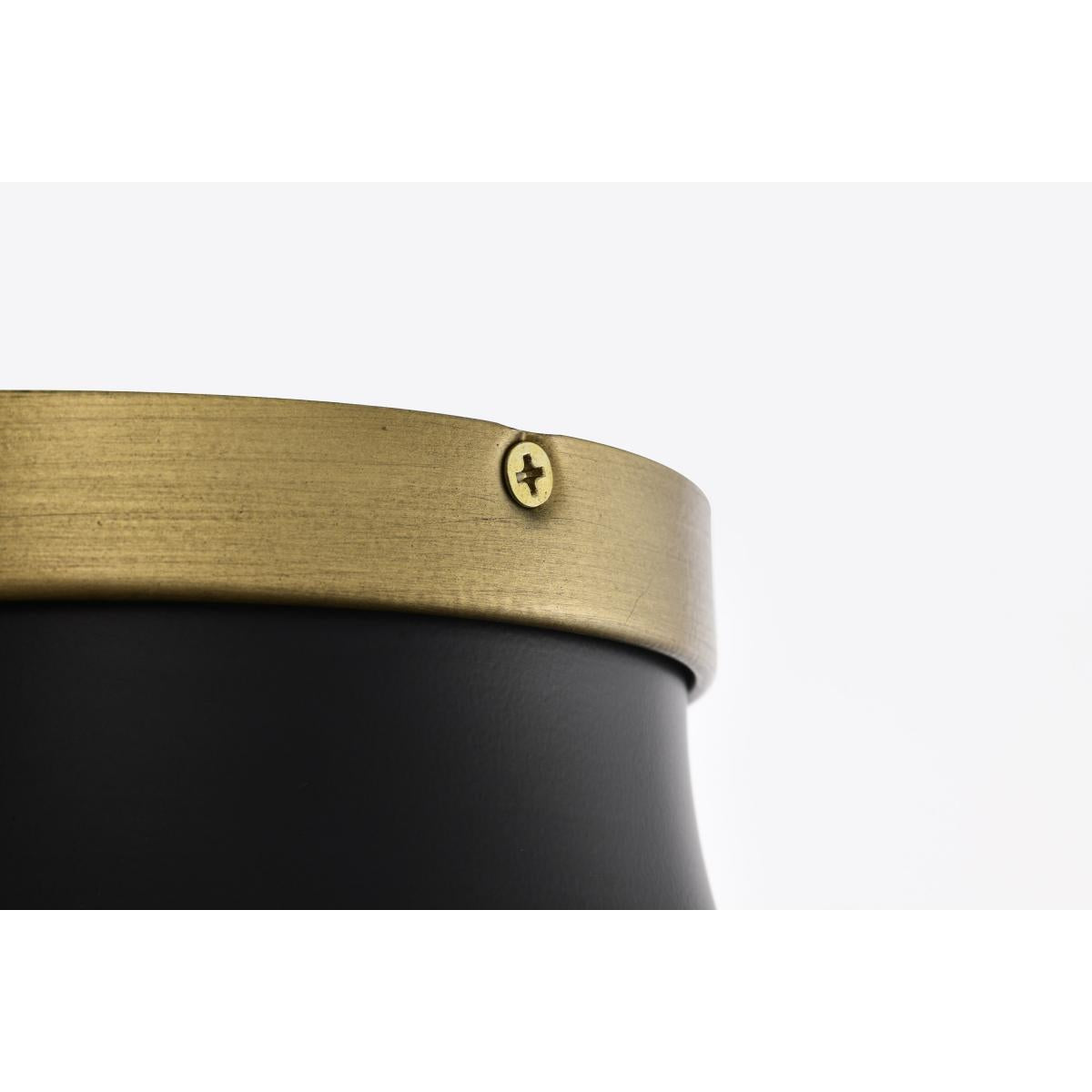 Satco Nuvo Lafayette 1 Flush Mount Fixture, 14/18-Inch, 60W, 120V, Matte Black/Gray With Natural Brass Accents - White Opal Glass Lense - Cheap-Us