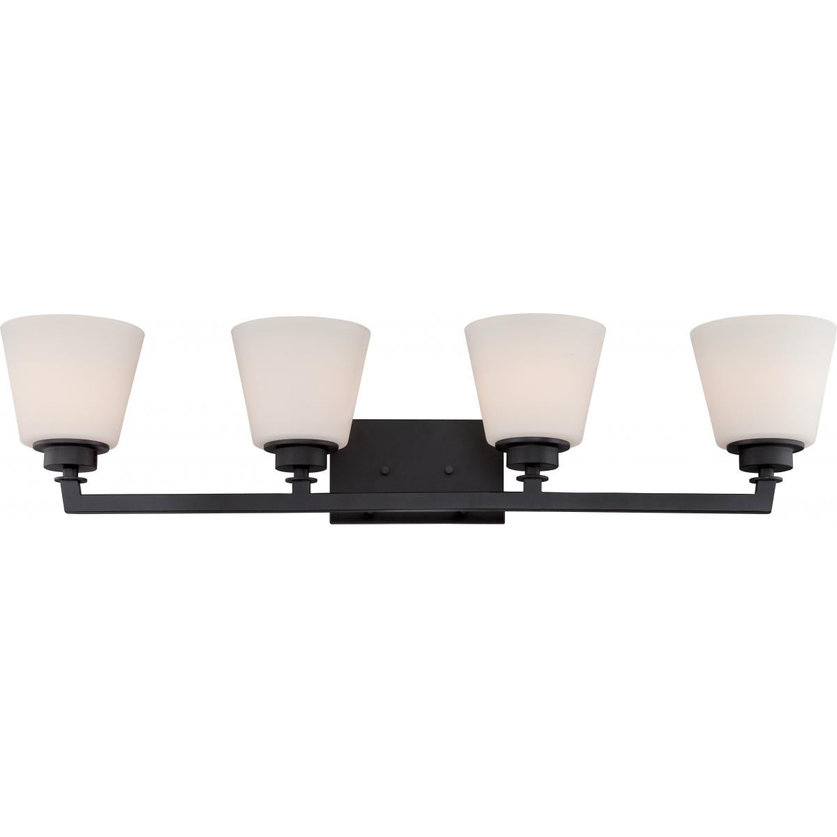 60-5554 MOBILI - 4 LT VANITY FIXTURE Mobili - 4 Light Vanity with Satin White Glass - Aged Bronze Finish - Cheap-Us