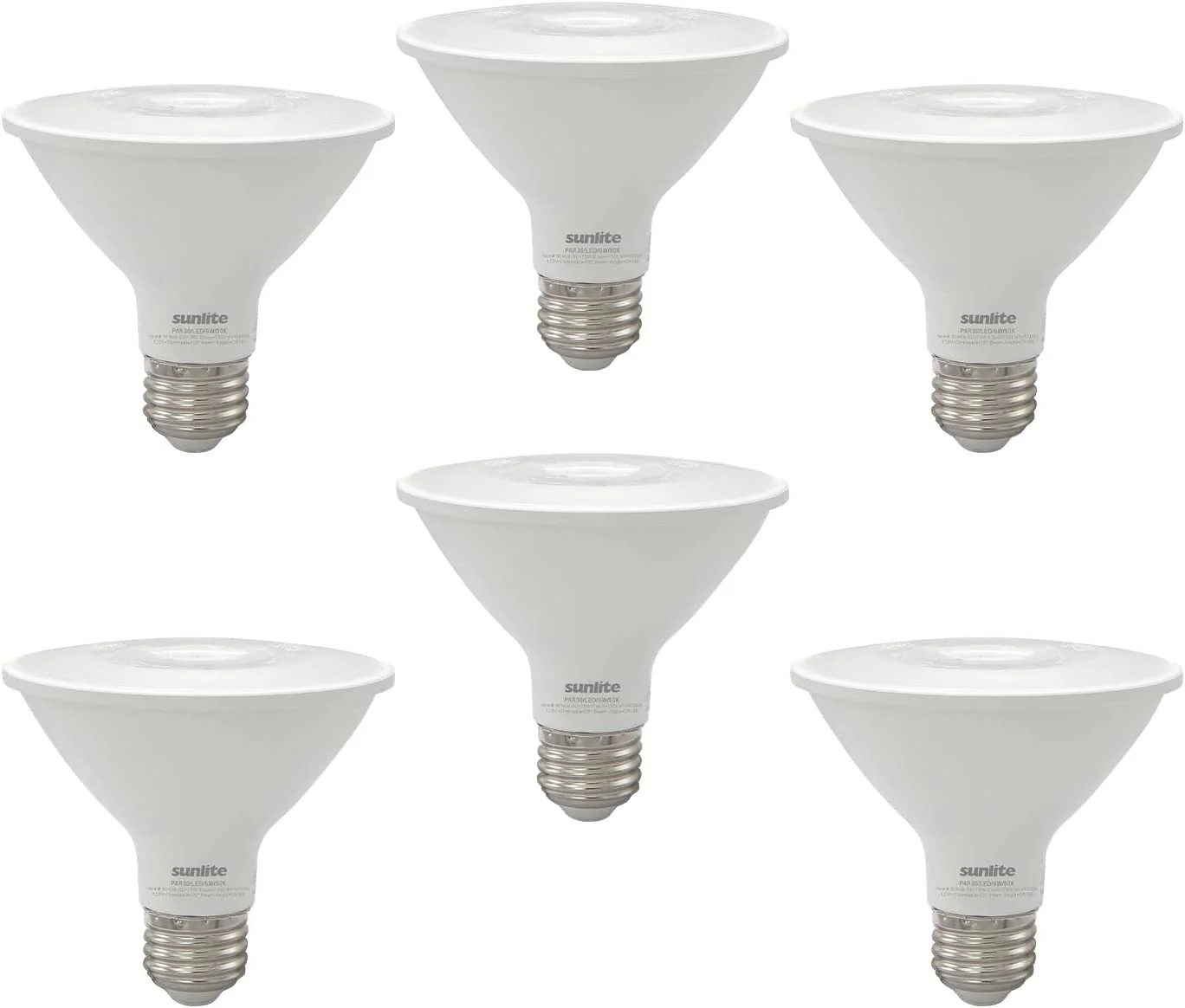 Sunlite 80969 LED PAR30 Reflector Light Bulb, 9 Watts (75 Watts Equivalent), 750 Lumens, Medium E26 Base, 90 CRI, Dimmable, Floodlight, Energy Star Certified, ETL Listed, 50K-Super White, 6 Count - Cheap-Us