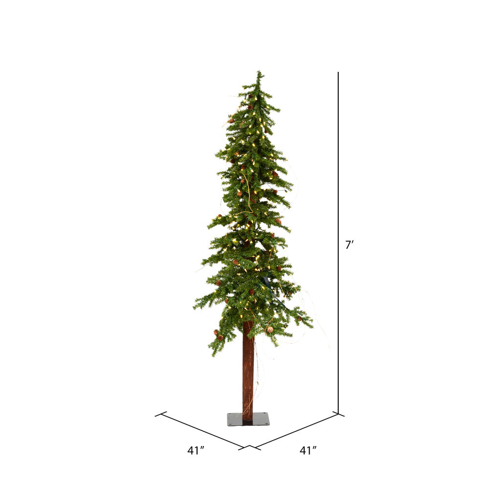 Vickerman 7' Alpine Artificial Christmas Tree Warm White Dura-lit LED Lights - Cheap-Us