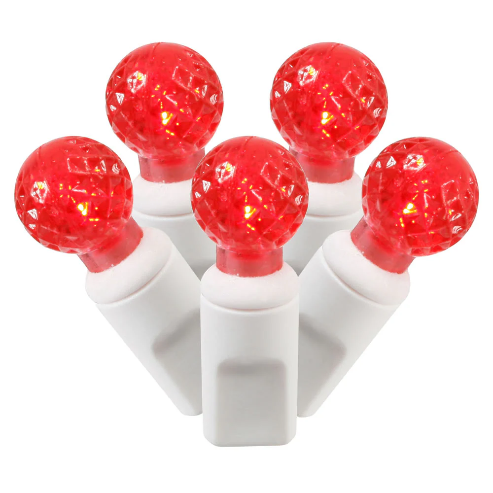 Vickerman 50 Red G12 LED Light on White Wire 25' Christmas Single Mold Light Strand - Cheap-Us