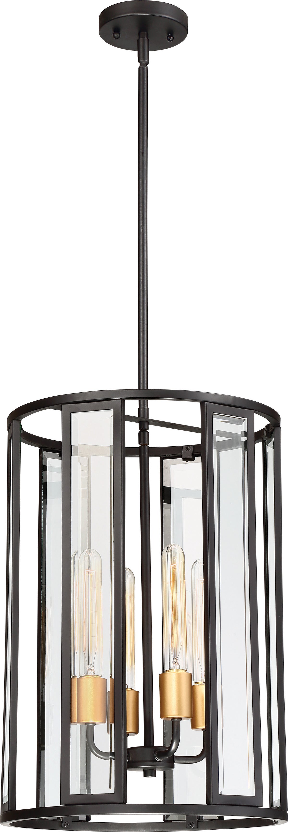 60-6415 PAYNE 4 LIGHT FOYER Payne - 4 Light Foyer Pendant with Clear Beveled Glass - Midnight Bronze Finish - Cheap-Us