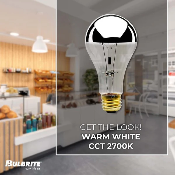 BULBRITE INCANDESCENT A21 MEDIUM SCREW (E26) 100W DIMMABLE LIGHT BULB 2700K/WARM WHITE HALF MIRROR 8PK (712110) - Cheap-Us