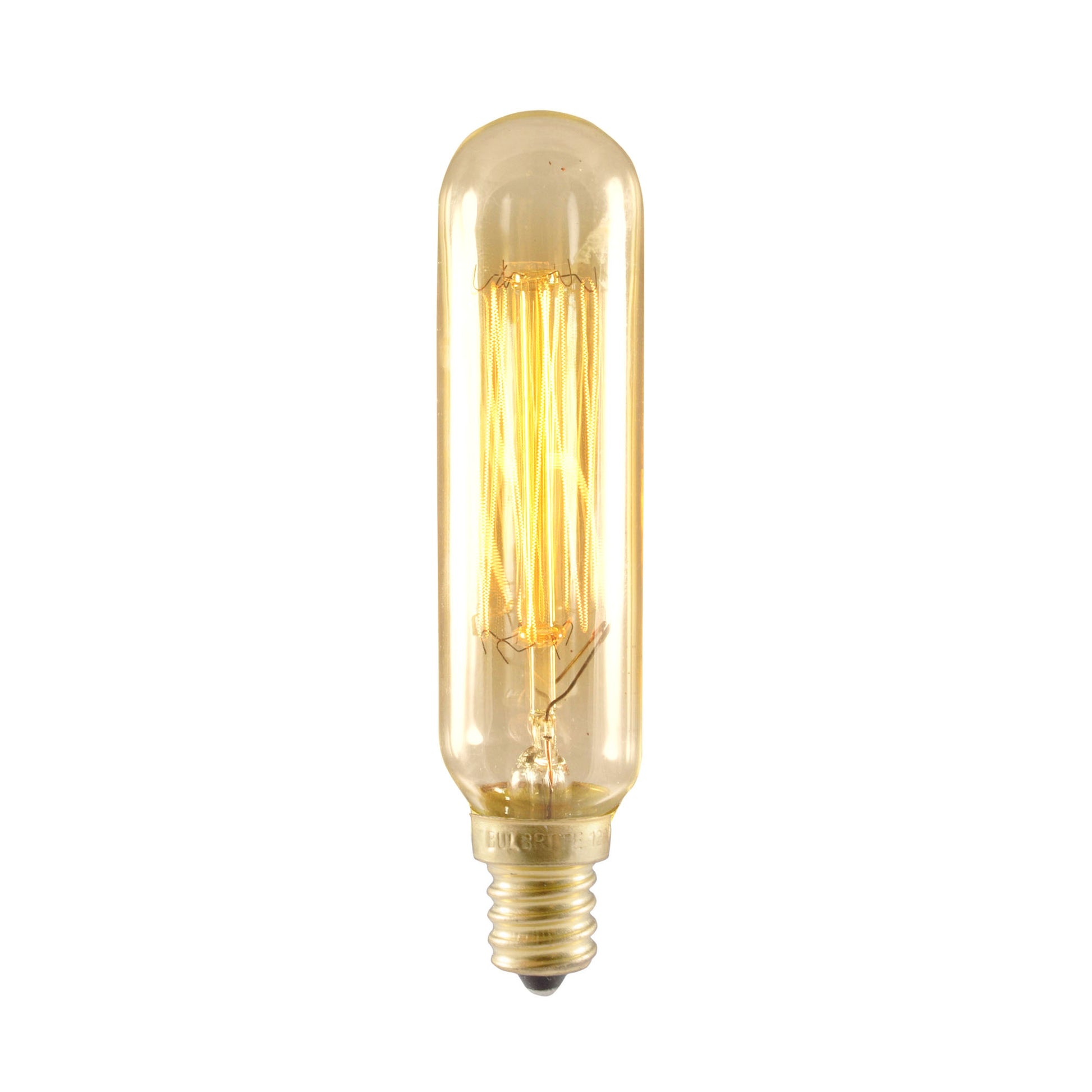 Bulbrite NOS25T6/SQ/E12 25 Watt Nostalgic Incandescent Edison T6 Tube, Vintage Thread Filament, Candelabra Base, Antique Finish - Cheap-Us