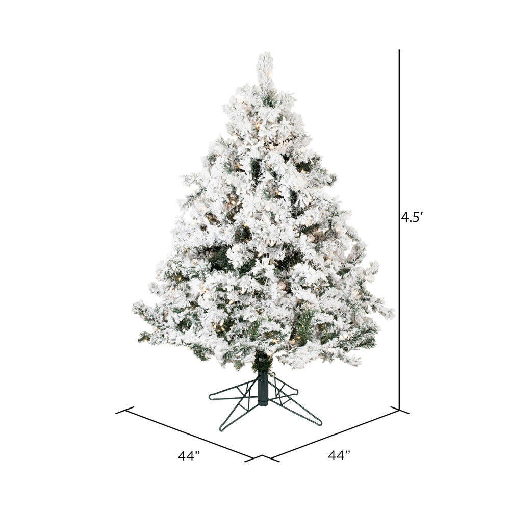 Vickerman 4.5' Flocked Alaskan Pine Artificial Christmas Tree Clear Dura-Lit lights - Cheap-Us