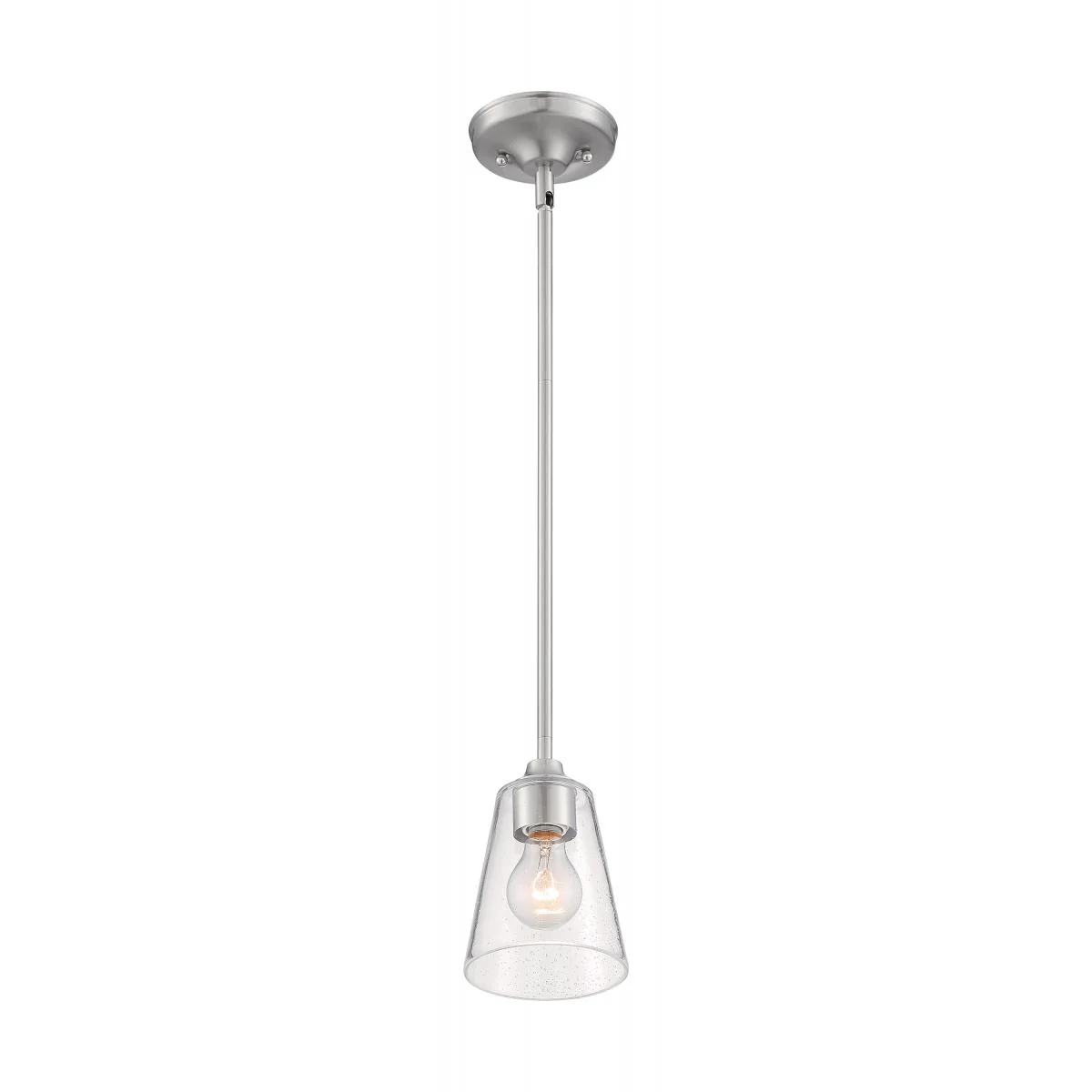 60-7180 BRANSEL 1 LIGHT MINI PENDANT Bransel - 1 Light Mini Pendant with Seeded Glass - Brushed Nickel Finish - Cheap-Us