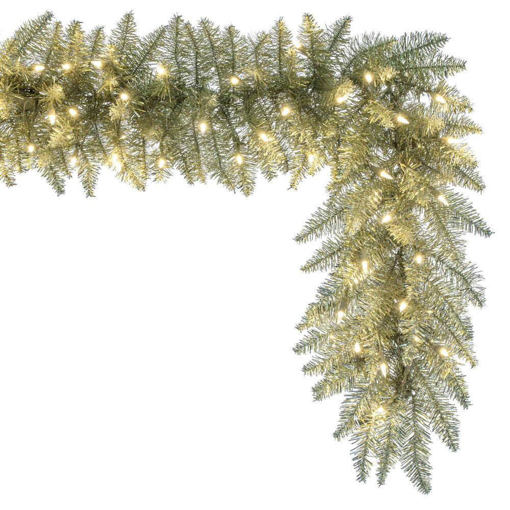 Vickerman 9' Champagne Artificial Christmas Garland Warm White Dura-Lit LED lights. - Cheap-Us