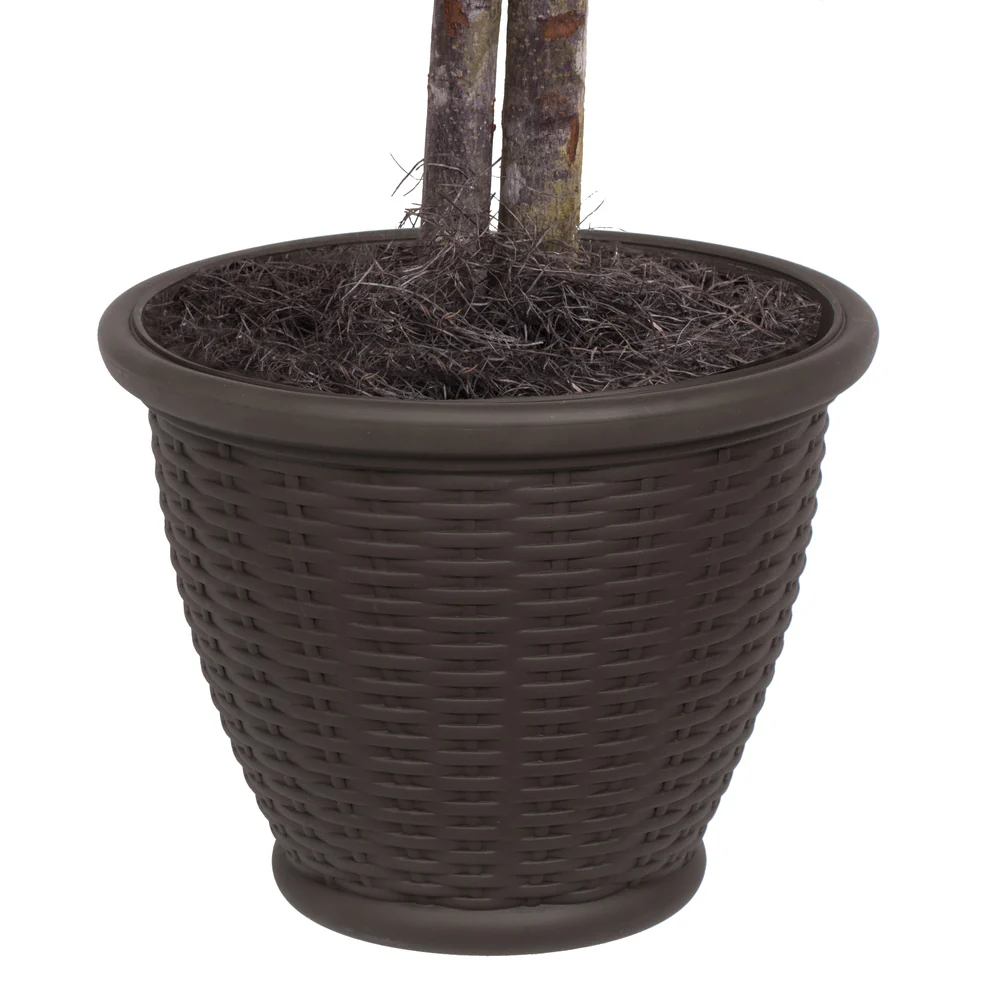 Vickerman 4' Artificial Silver Maple Bush Brown Plastic Container. - Cheap-Us