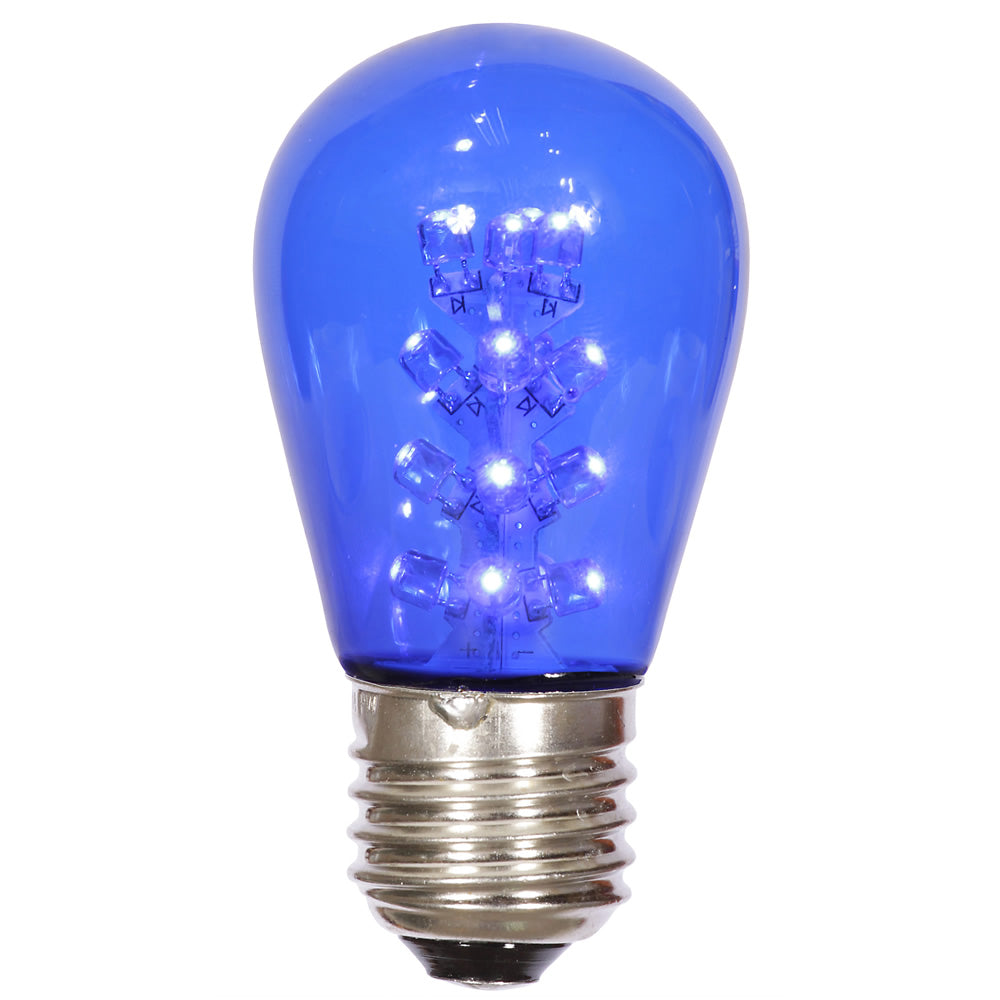 Vickerman S14 LED Blue Transparent Plastic Bulb E26 Medium Nickel Base 5 per pack. - Cheap-Us