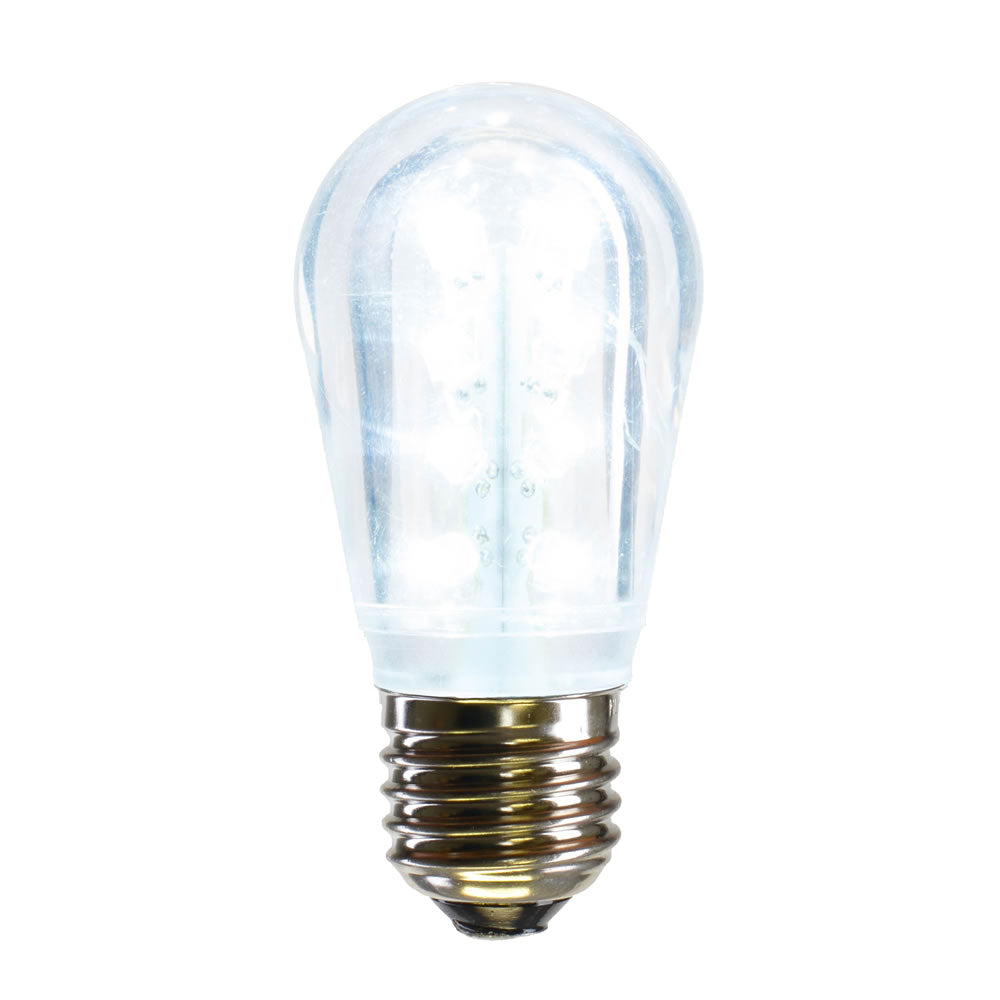 Vickerman S14 LED Cool White Transparent Plastic Bulb E26 Medium Nickel Base 5 per pack. - Cheap-Us