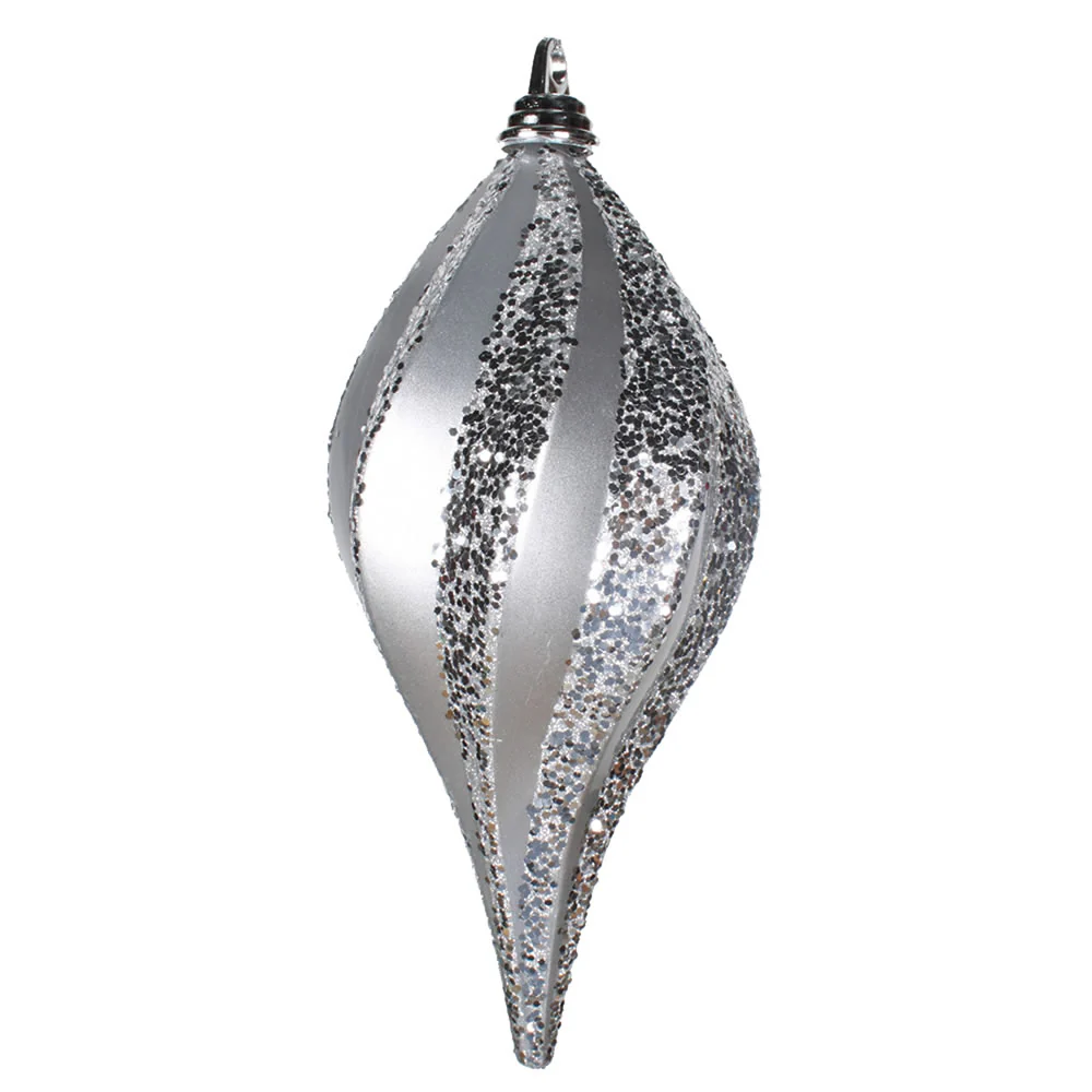 Vickerman 12'' Silver Glitter Swirl Drop Christmas Ornament - Cheap-Us