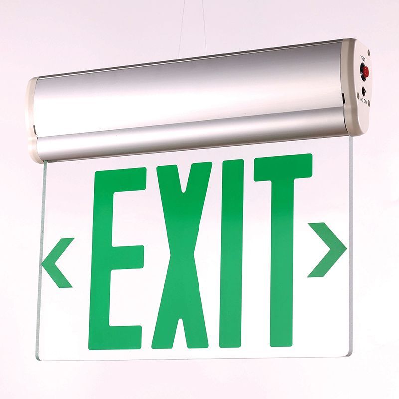Westgate Edge-Lit Exit Sign Alum Housing Single-Face Clear Panel Green Letters, LED Exit & Emergency Lighting - Cheap-Us